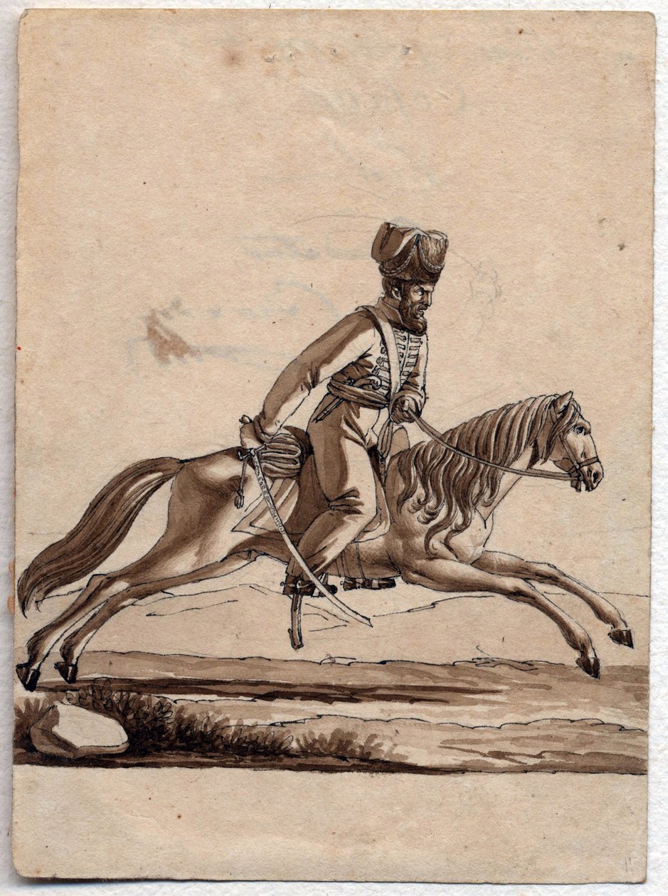 „Wódz (ataman) Kozak” (Ataman Kozaków) Anonimowy rysunek 1818 wym. 11,4x8,2 cm Kolekcja prywatna autorstwa Unknown artist