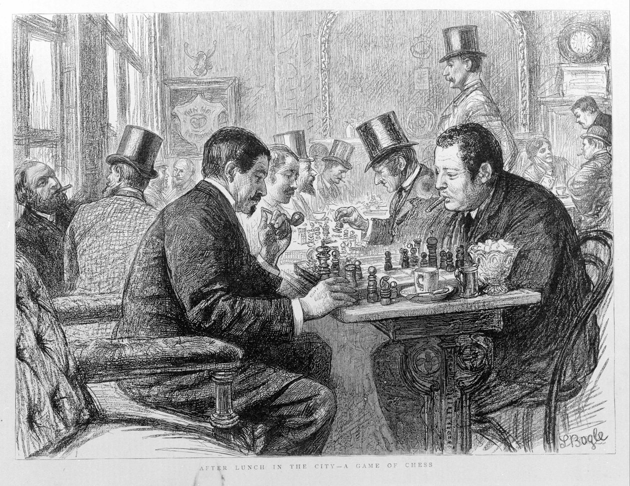 Szachiści w Londynie w 1890 roku. autorstwa Unknown artist