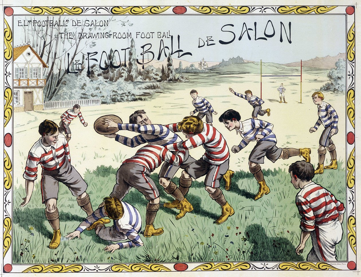 Dzieci grające w rugby - rysunek, koniec XIX wieku autorstwa Unknown artist