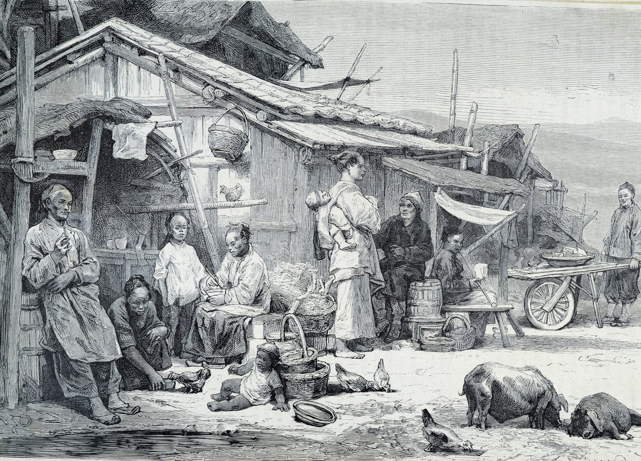 Chińska wioska rybacka w Kalifornii autorstwa Unknown artist