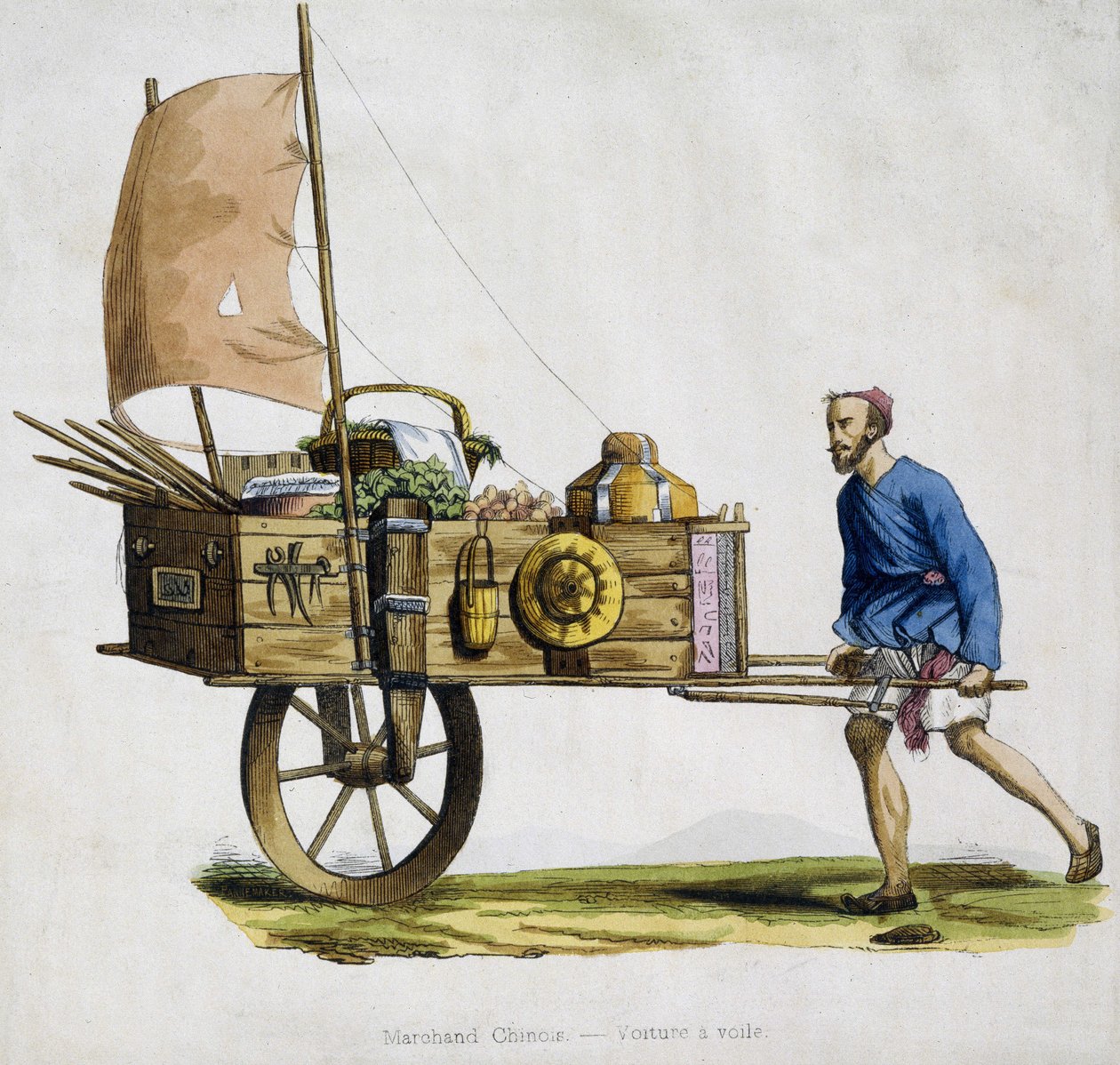 Chiński kupiec i jego wózek żaglowy autorstwa Unknown artist