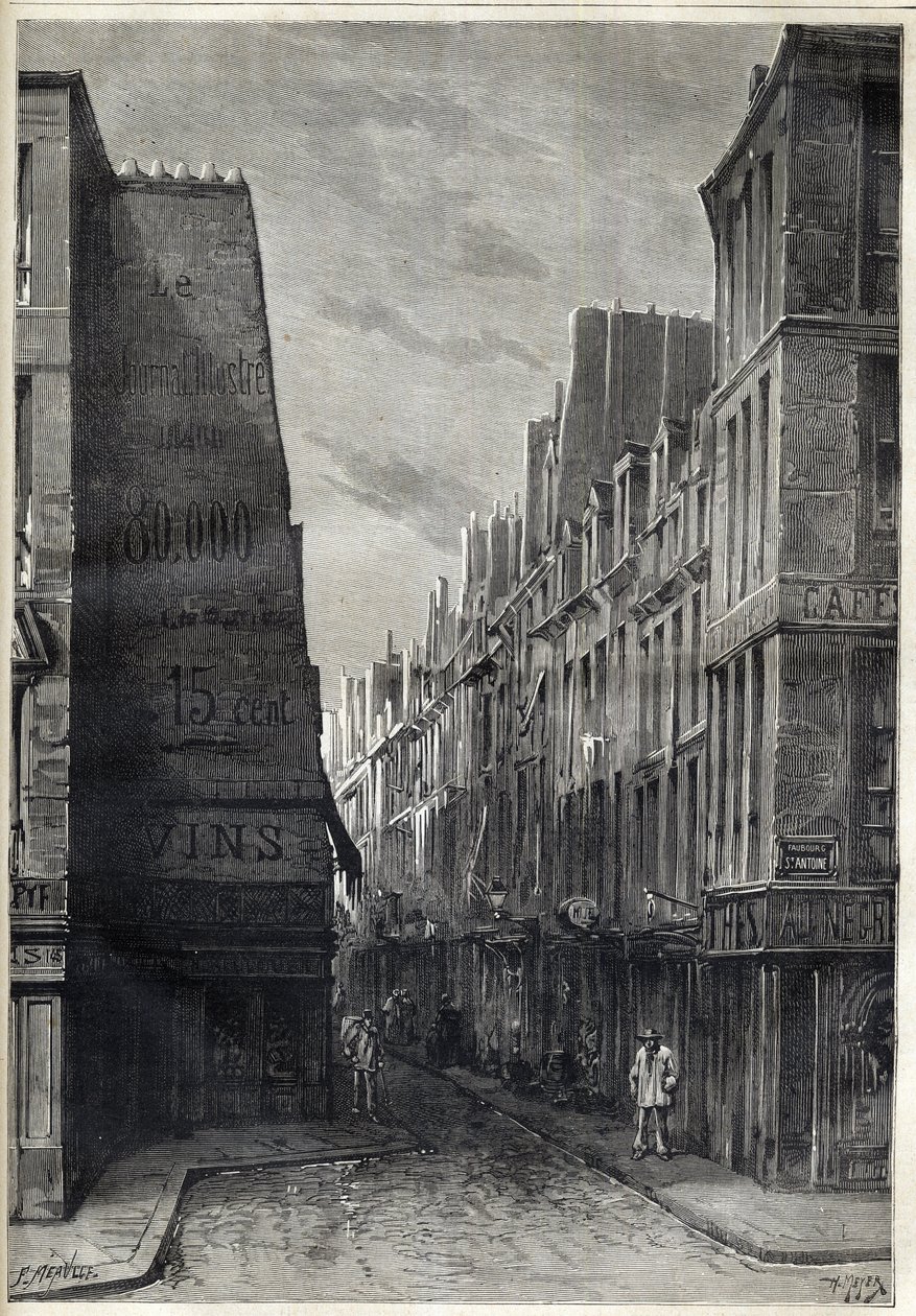Epidemia cholery w Paryżu - Epidemia de Cholera w Paryżu - rue sainte Marguerite - rycina w „Le journal illustrious” z 1884 r. autorstwa Unknown artist