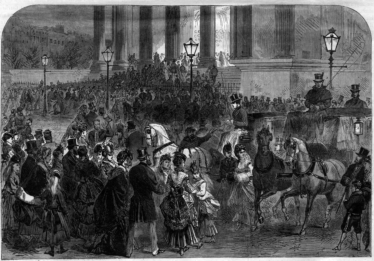 Msza Bożonarodzeniowa o północy w kościele św. Magdaleny w Paryżu w 1873 roku. autorstwa Unknown artist