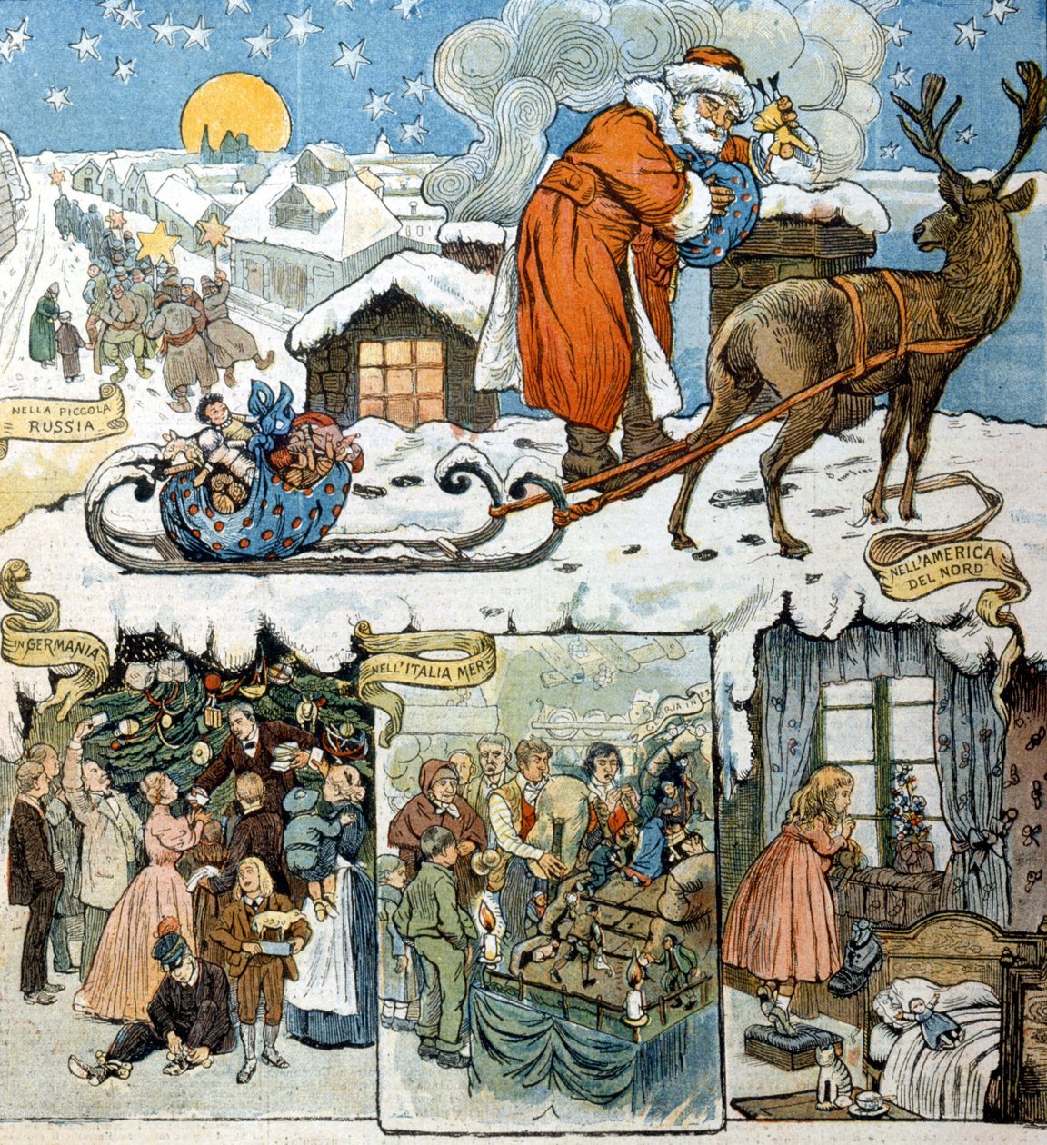 Zwyczaj bożonarodzeniowy w różnych krajach: Rosji, Niemczech, Włoszech i Ameryce Południowej. 1892 autorstwa Unknown artist