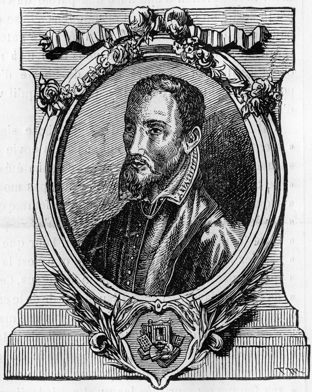 Christophe Plantina. 1514-1589. Drukarz antwerpski pochodzenia francuskiego. Grawerowanie z XIX wieku. autorstwa Unknown artist