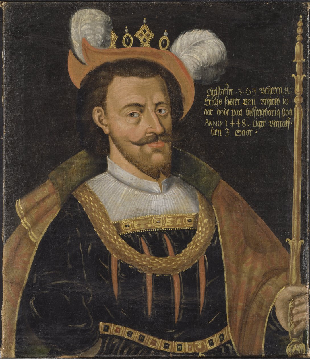 Christophe de Baviere (Christophe III roi de Danemark, Suede et Norvege) - Krzysztof Bawarski (1416-1448), król Danii, Szwecji i Norwegii, Anonim . Olej na płótnie. Wymiar : 78x56 cm. Muzeum Narodowe w Sztokholmie autorstwa Unknown artist