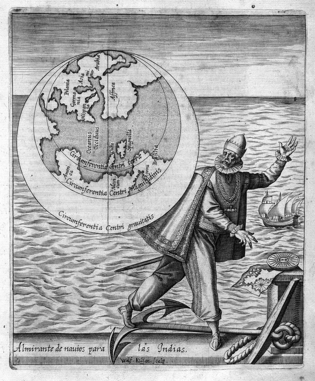 Christopher Columbus (Cristoforo Colombo) – w „Nowym Tipusie po podróży do nowego świata” Philoponusa Honoriusa autorstwa Unknown artist