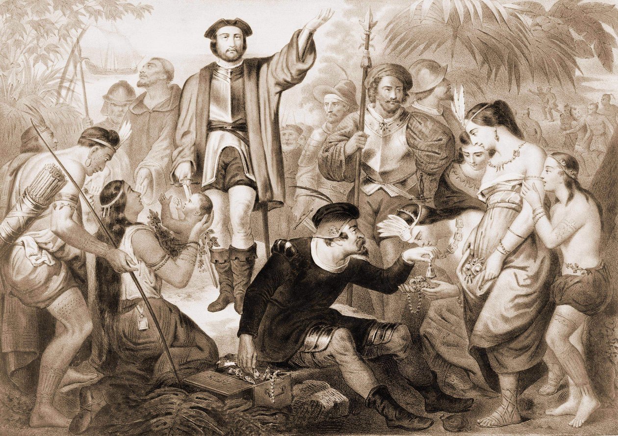 Krzysztof Kolumb wśród Indian. autorstwa Unknown artist