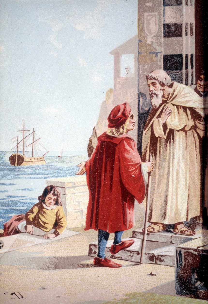 Dzieciństwo Krzysztofa Kolumba. XIX-wieczna chromolitografia. autorstwa Unknown artist