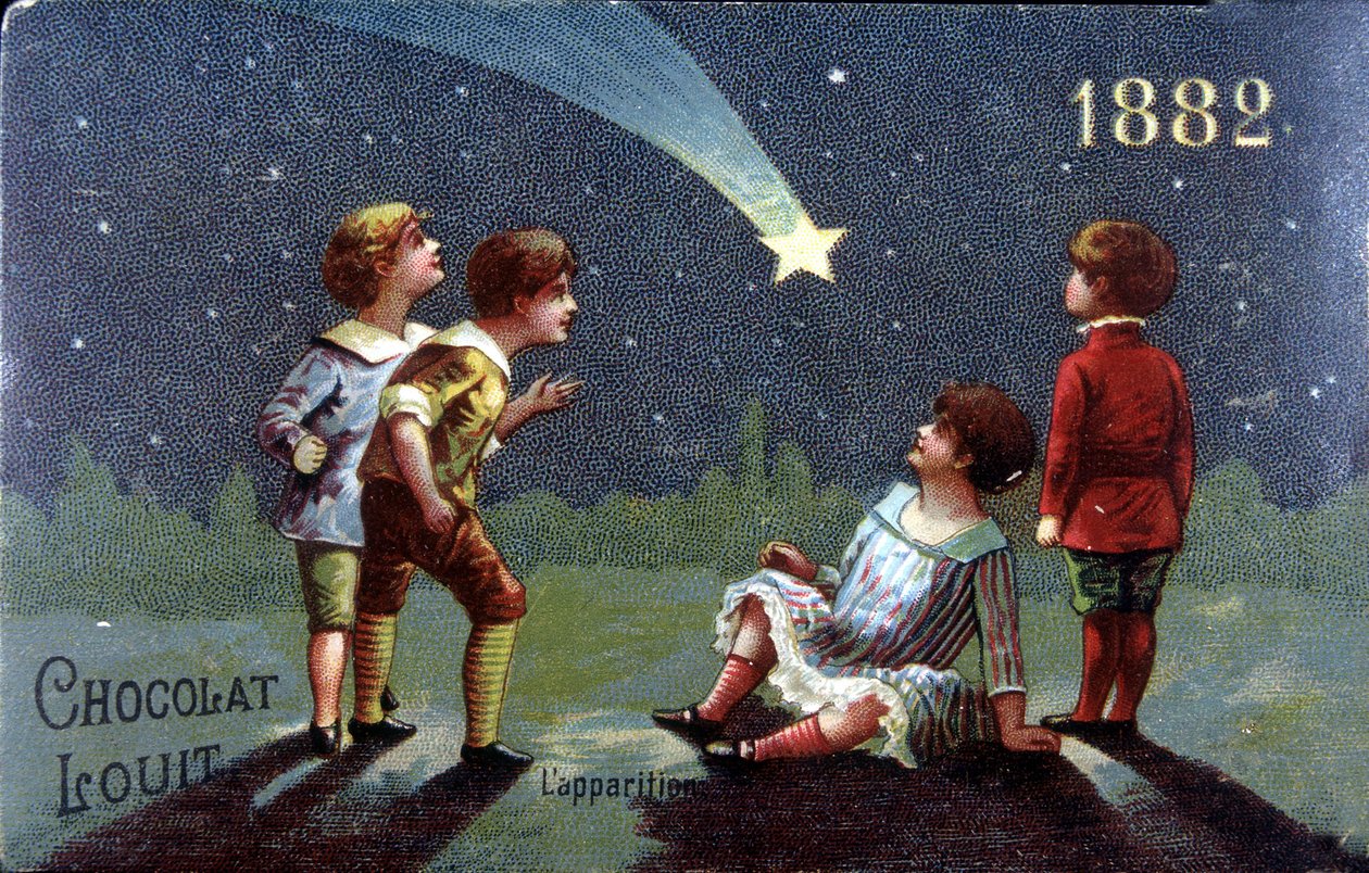 Chromolitografia Chocolat Louit z 1882 roku. Dzieci życzą sobie pojawienia się gwiazdy. autorstwa Unknown artist