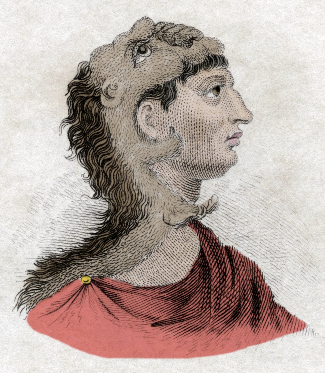 Cywilizacja starożytności: Portret króla Macedonii Filipa II (382-336 pne), ojca Aleksandra Wielkiego. Rycina XIX wieku. autorstwa Unknown artist