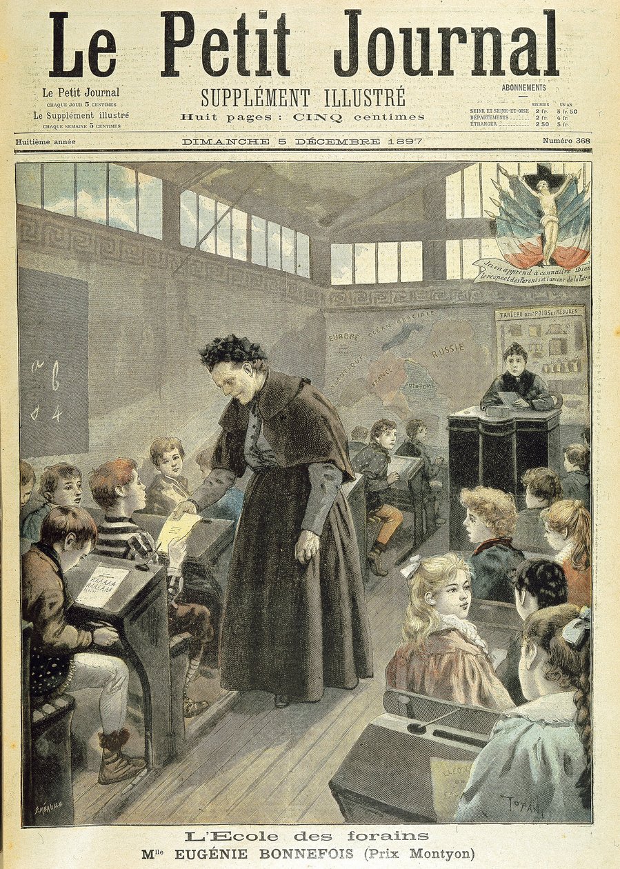 Sala lekcyjna szkoły targowej: Nagroda Montyona dla Eugénie Bonnefois - w „Le petit journal”” z 5 grudnia autorstwa Unknown artist