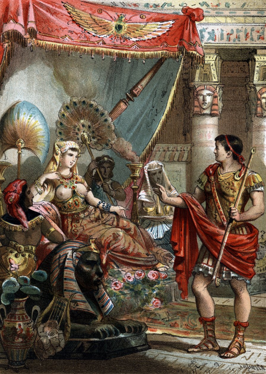 Kleopatra (69-30 pne) Królowa Egiptu. z Markiem Antoine (83-30 pne) Grawerowanie z 1881 r. autorstwa Unknown artist
