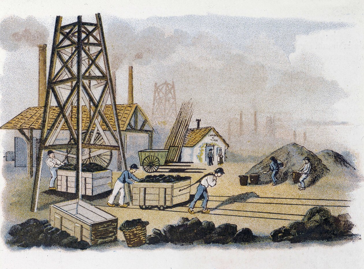 Kopalnia węgla: transport węgla na ląd, Francja autorstwa Unknown artist