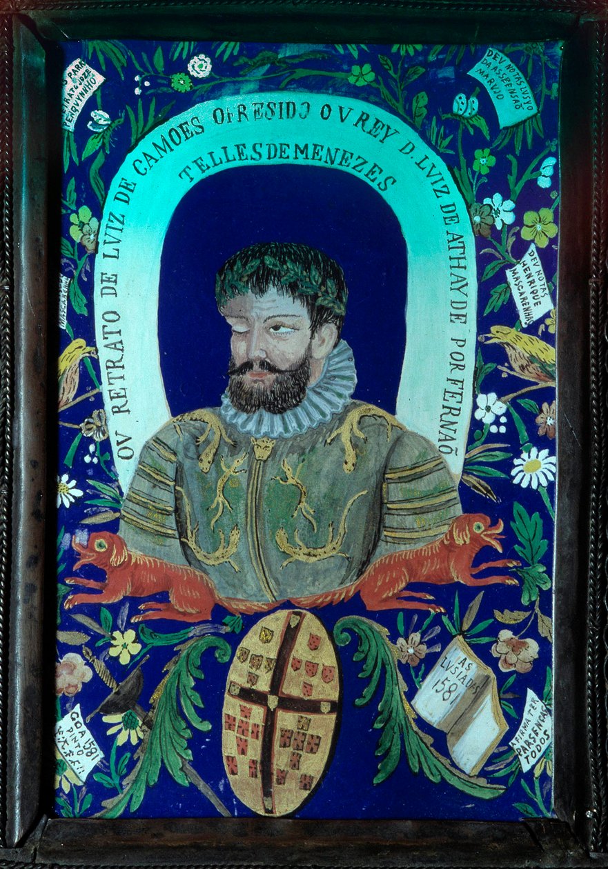 Zbiór wierszy portugalskiego poety Luisa Vaza de Camoes (1525-1580) zdobi portret. 16 wiek. Lizbona, Narodowe Muzeum Sztuki Starożytnej autorstwa Unknown artist
