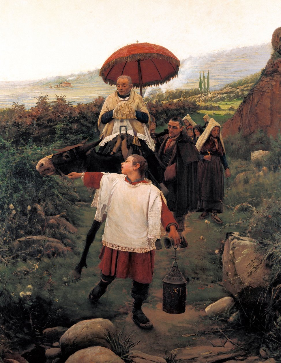 „Połącz góry” Orszak religijny w górach. Obraz Mariano VAYREDA VILA (1853-1903). Hiszpania, Olot. Muzeum Regionalne Garrotxa. autorstwa Unknown artist