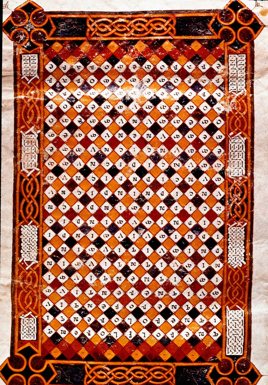 Pamiątkowy labirynt Strona pokryta cyfrowym labiryntem. Miniatura Florentiusa z rękopisu „Moralia w pracy” opactwa w Valeranica (San Pedro de Berlanga w Kastylii) z komentarzami papieża Grzegorza I (540-604), IX wiek. Madryt, Krajowe autorstwa Unknown artist