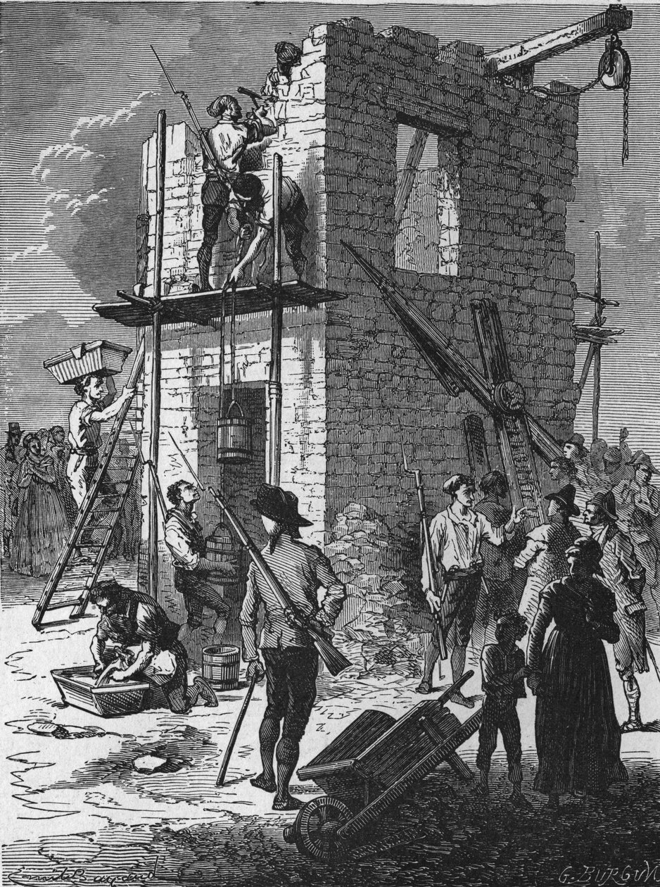 Budowa stacji telegraficznej w 1793 r. autorstwa Unknown artist