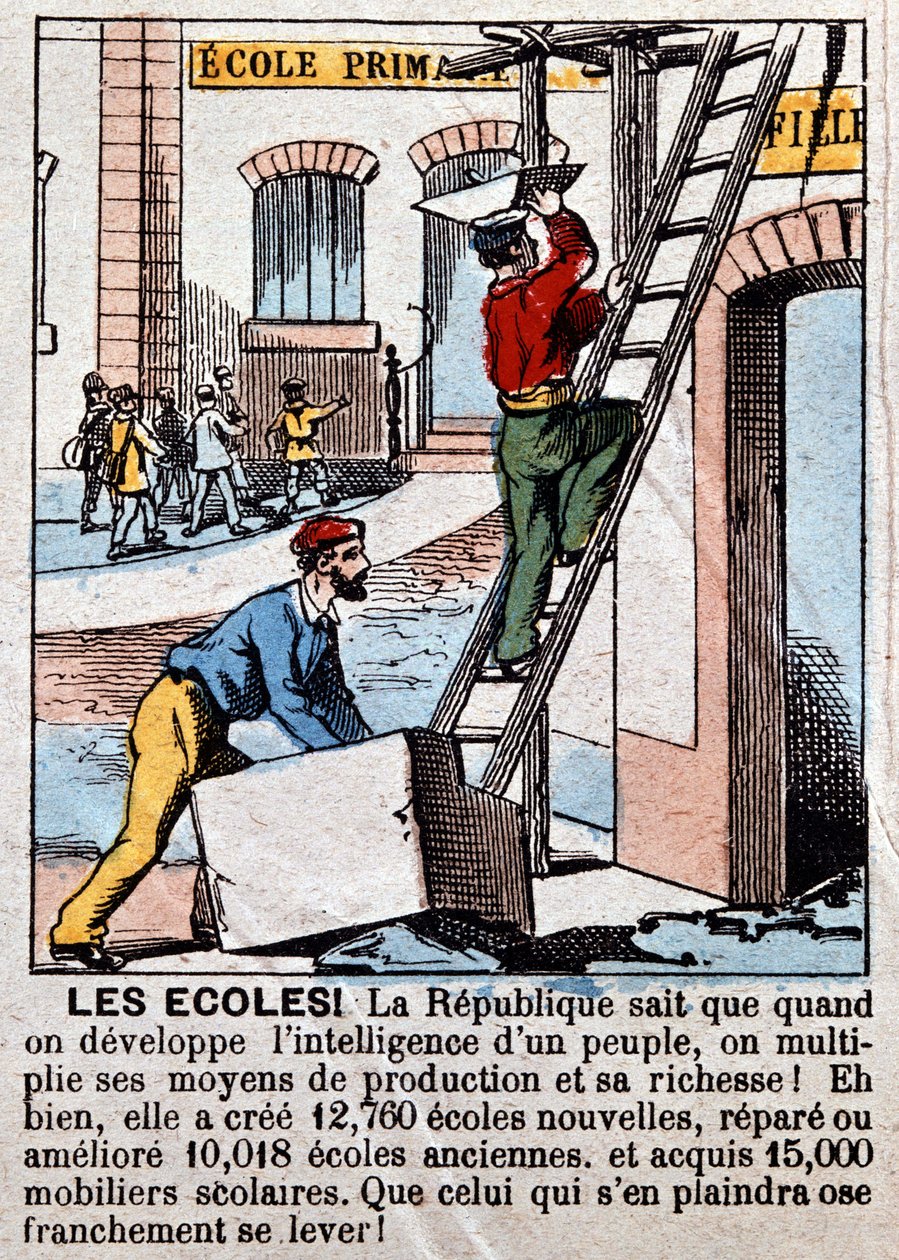 Budowa szkół przez robotników - w „Le Figaro”, marzec 1889. autorstwa Unknown artist