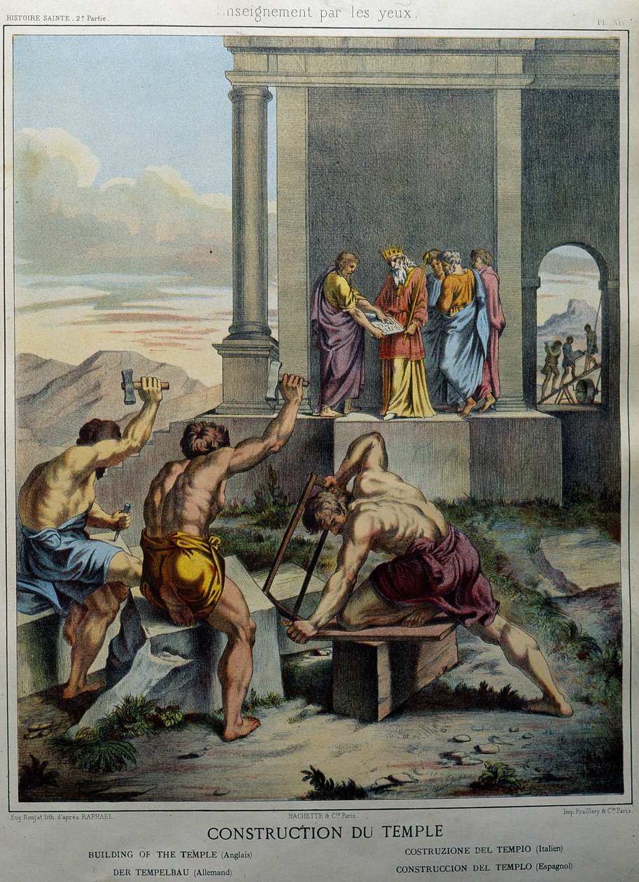 Budowa Świątyni Salomona - w „Historii Świętej”, wyd. Hachette autorstwa Unknown artist