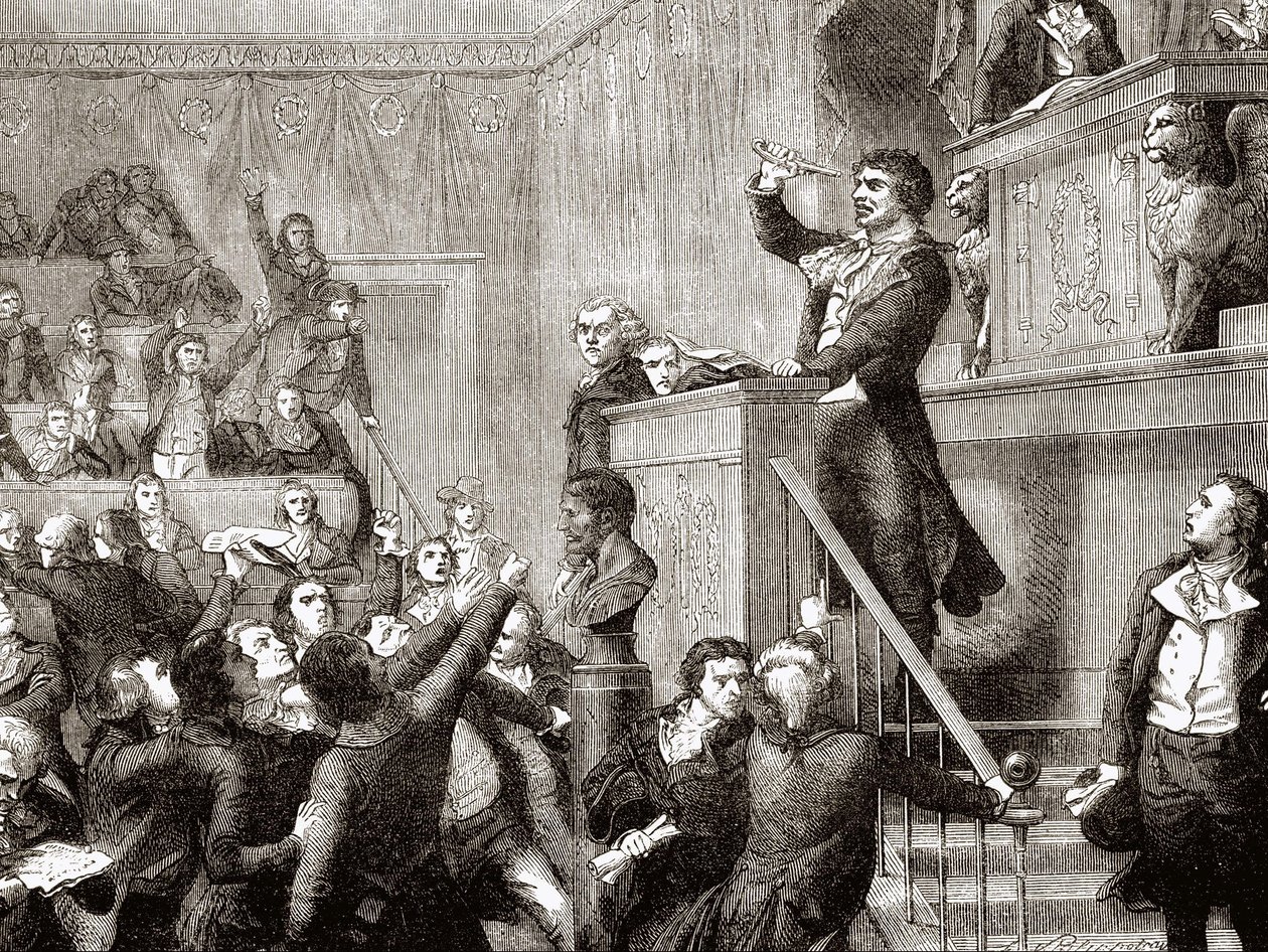 Zjazd 21 września 1792: Jean Paul Marat na podium - grav. w „”Historii Francji”” Hennri Martin autorstwa Unknown artist