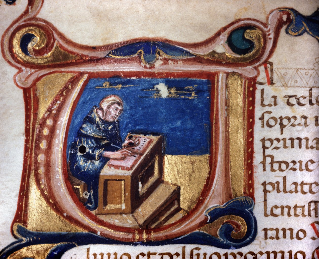 Kopiuj mnicha. Rękopis z XIII wieku. Biblioteca Trivulziana, Mediolan autorstwa Unknown artist