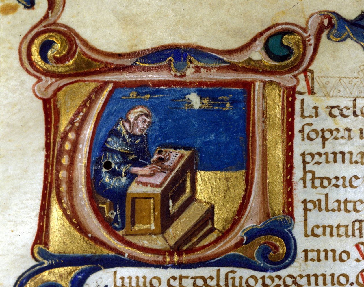 Mnich kopista w swoim skryptorium, Illuminure autorstwa Unknown artist