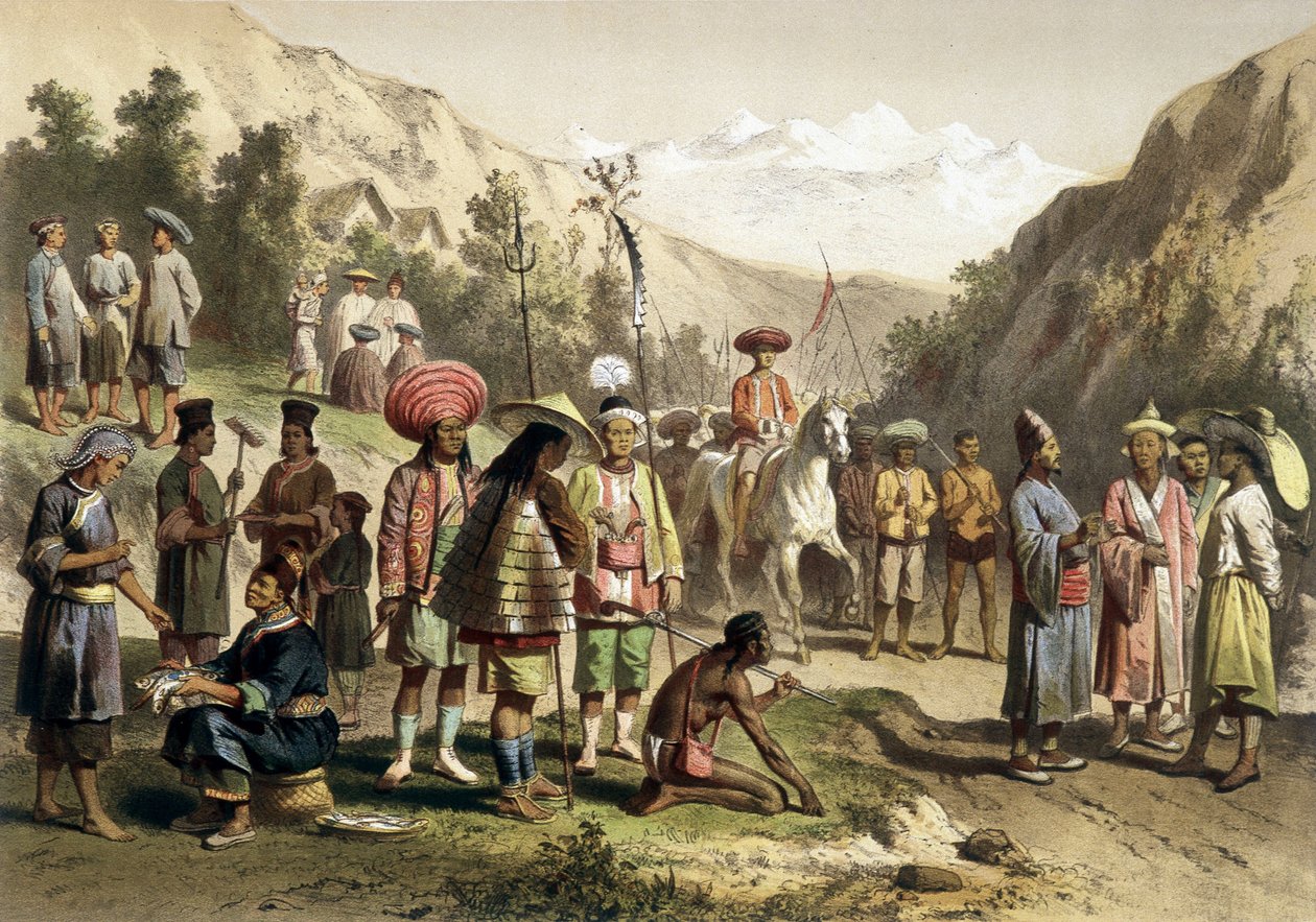 Kostiumy z królestwa Ta Ly w południowych Chinach. Atlas wyprawy poszukiwawczej do Indochin w latach 1866 - 1868, pod redakcją F. Garniera autorstwa Unknown artist