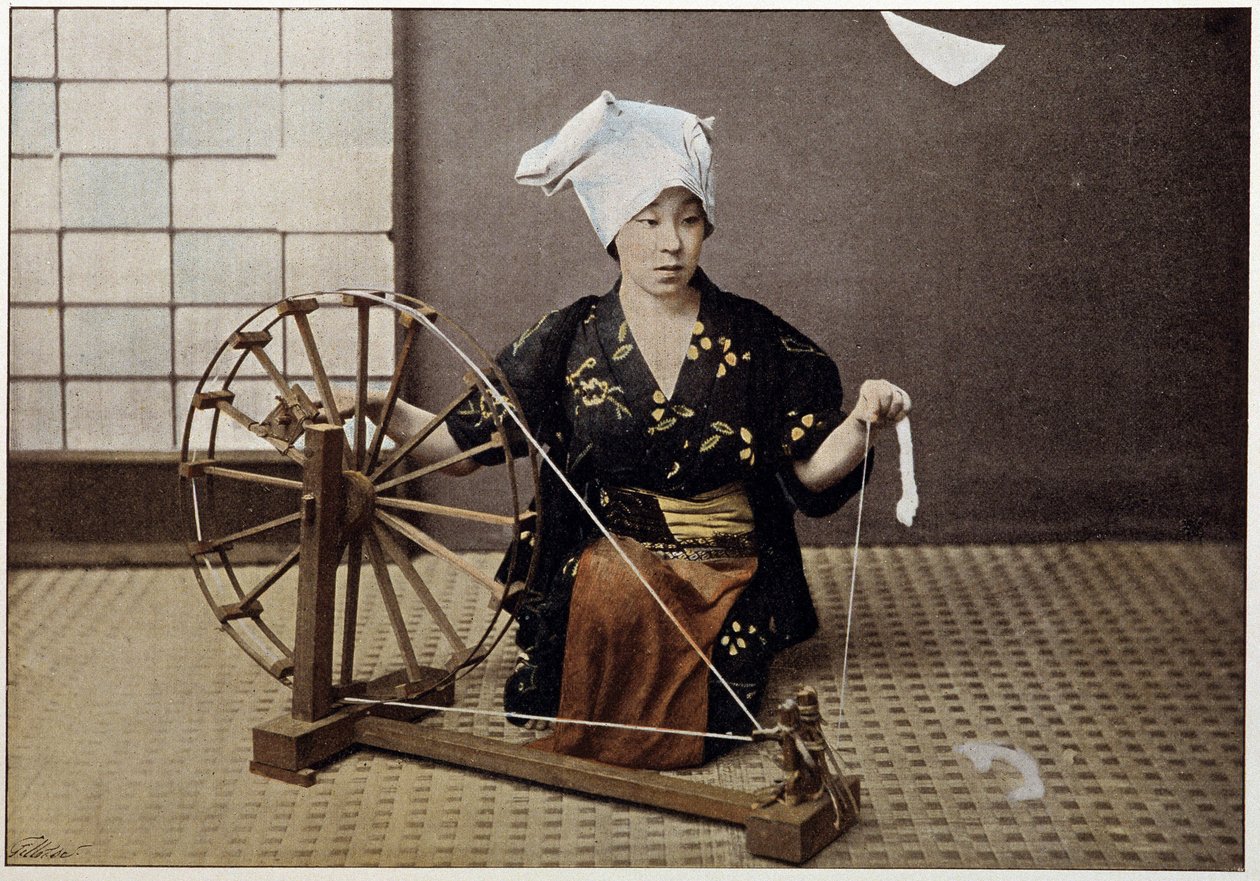 Przędzarka do bawełny w Japonii, koniec XIX wieku autorstwa Unknown artist