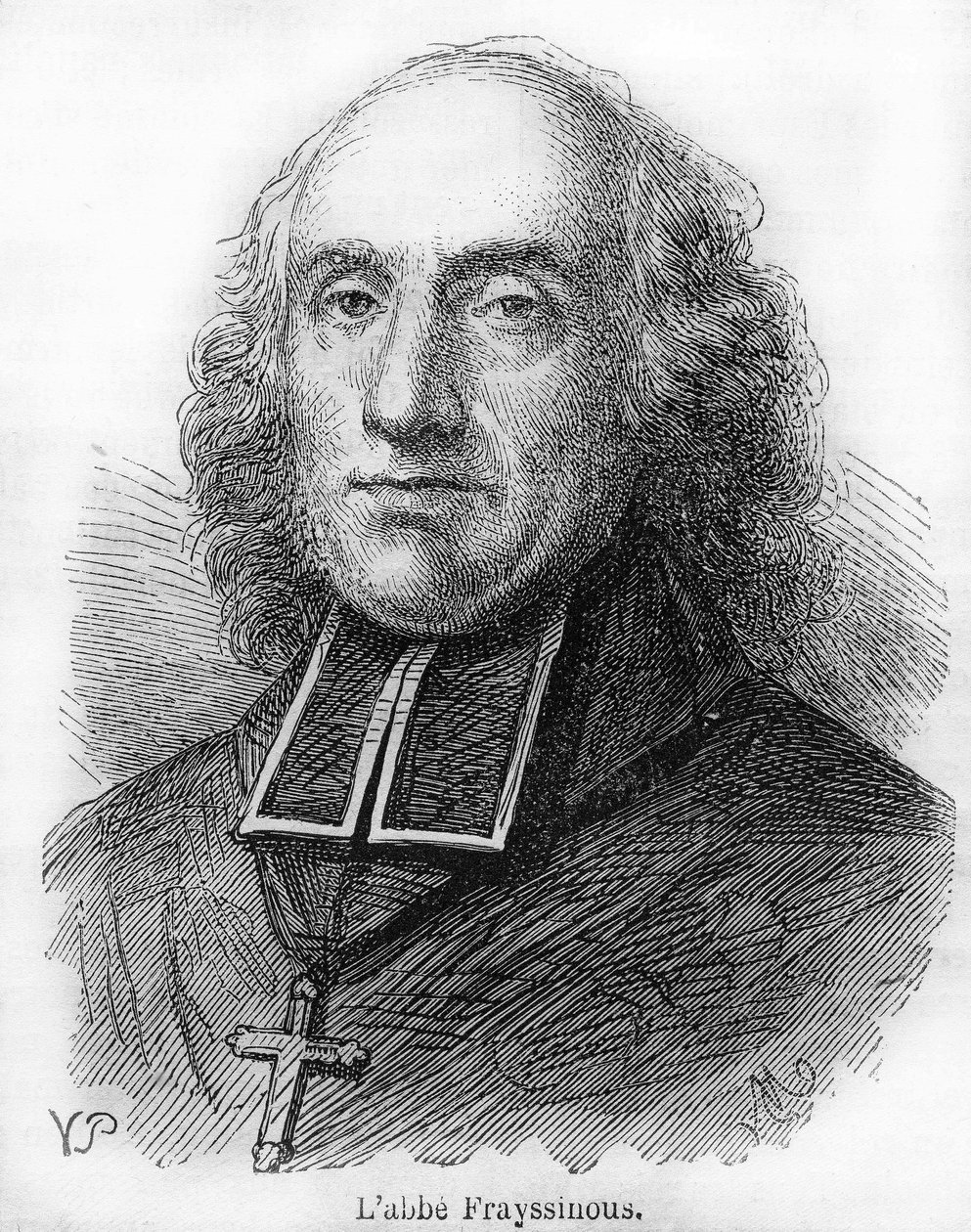 Hrabia Denis de Frayssinous (1765-1841), prałat francuski, biskup Hermopolis, minister spraw kościelnych i oświaty publicznej. Grawerunek z 1844 roku. autorstwa Unknown artist