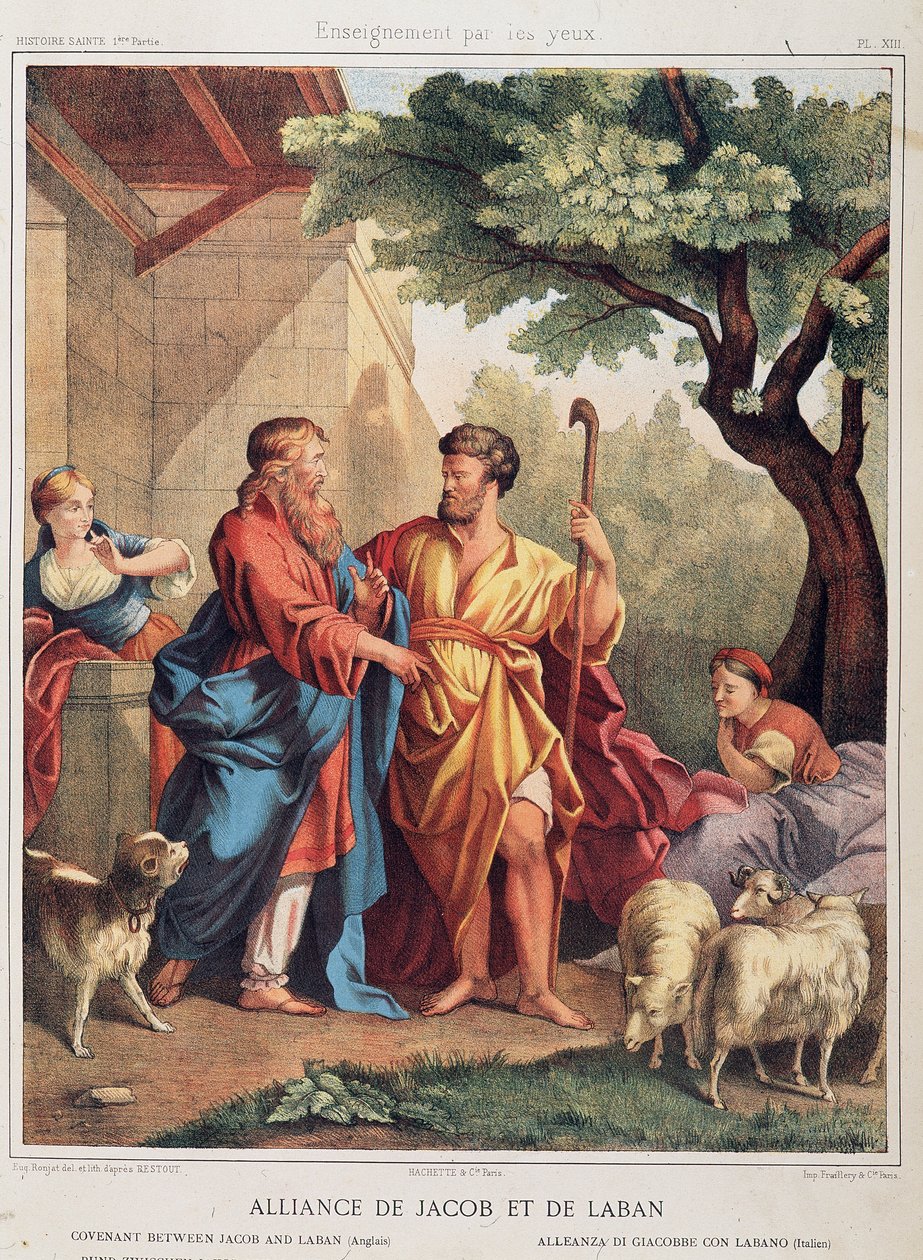 Przymierze Jakuba i Labana w „Świętej Historii”, wyd. Hachette autorstwa Unknown artist