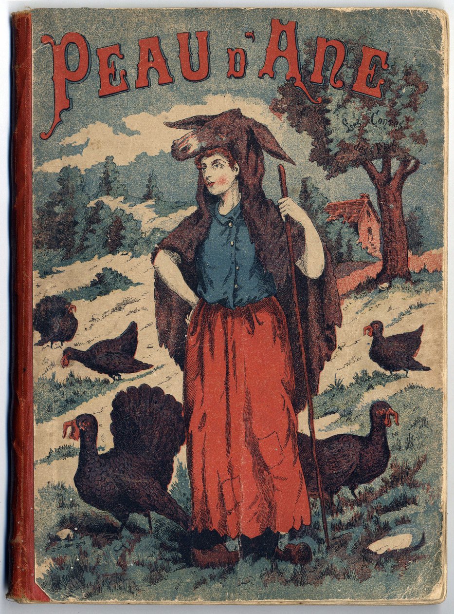 Okładka książki „Skóra osła” Charlesa Perraulta (1628-1703), francuskiego pisarza. Anonimowa ilustracja. Zdjęcia Marcel Vagne, Jarville Nancy, bez daty (koniec XIX wieku). autorstwa Unknown artist