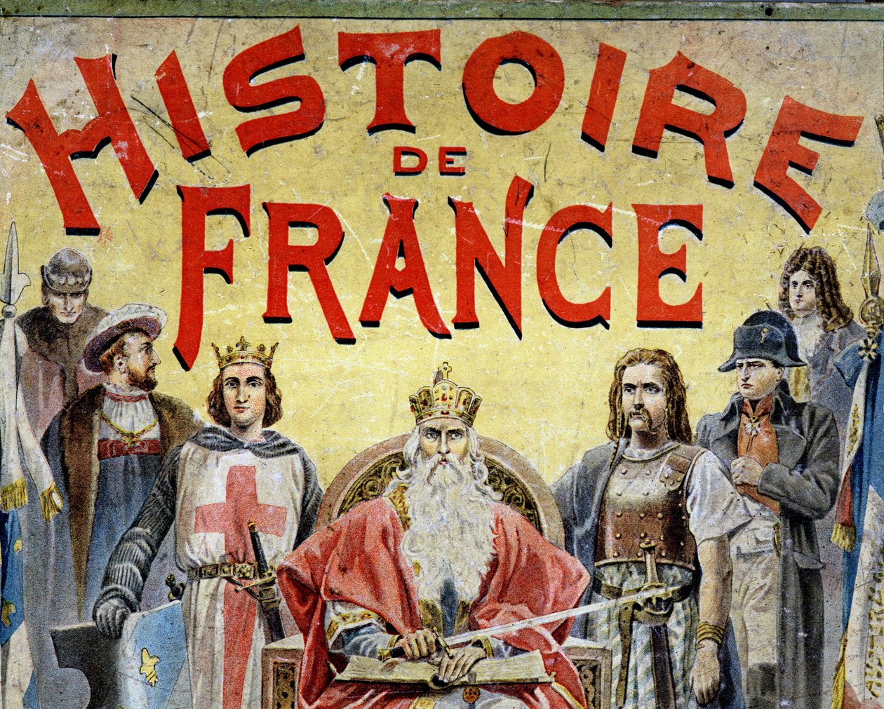 Okładka książki „Histoire de France”” z postaciami historycznymi. autorstwa Unknown artist
