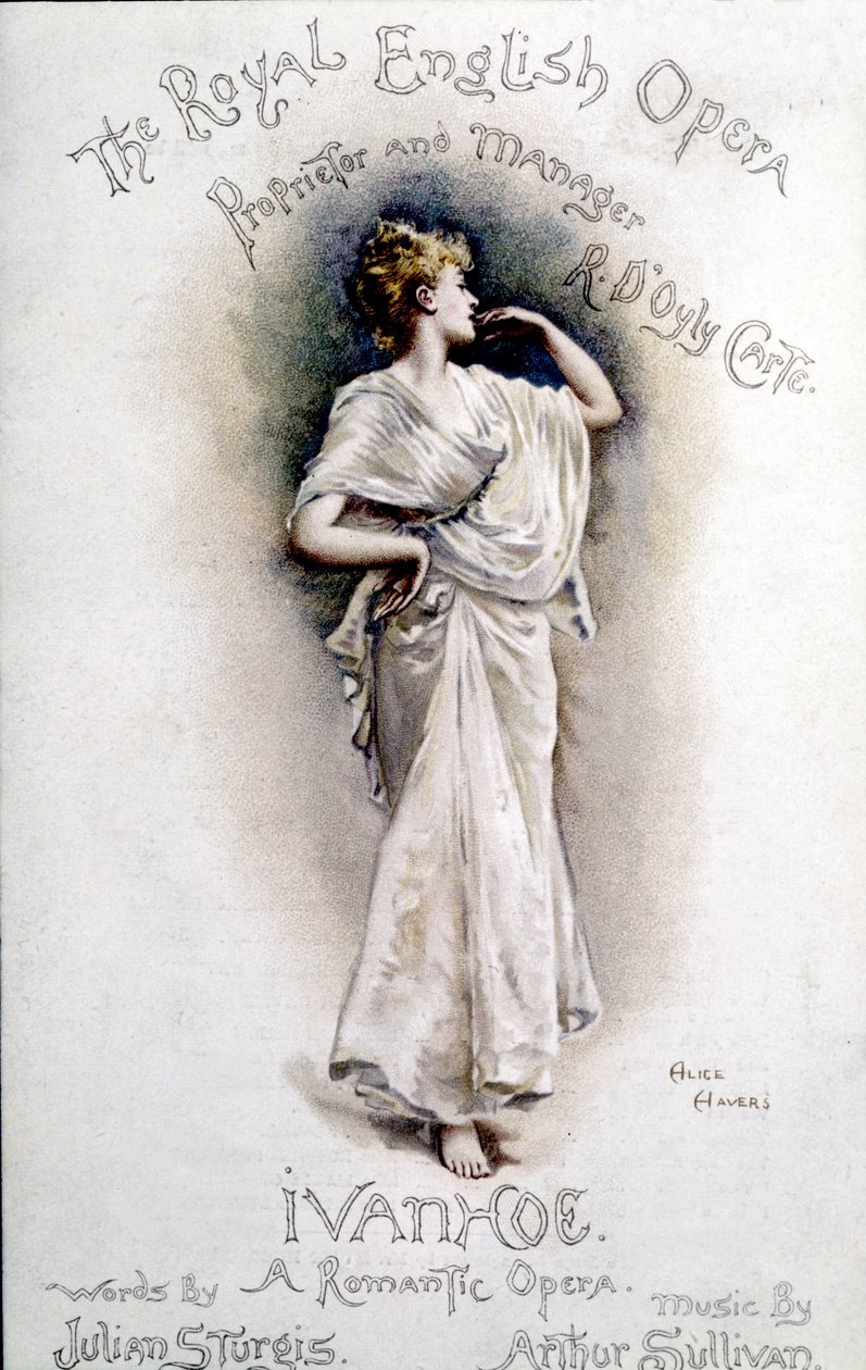 Okładka programu opery „Ivanhoe” (według Waltera Scotta) brytyjskiego kompozytora Arthura Sullivana (1842-1900) 31 stycznia autorstwa Unknown artist