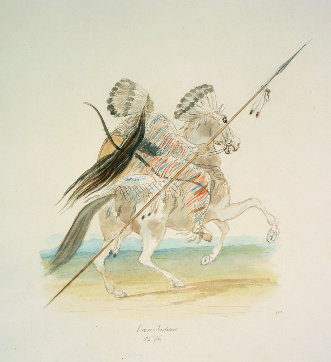 Indianin wrona, ok. 1843-50 (akwarela) autorstwa Unknown artist