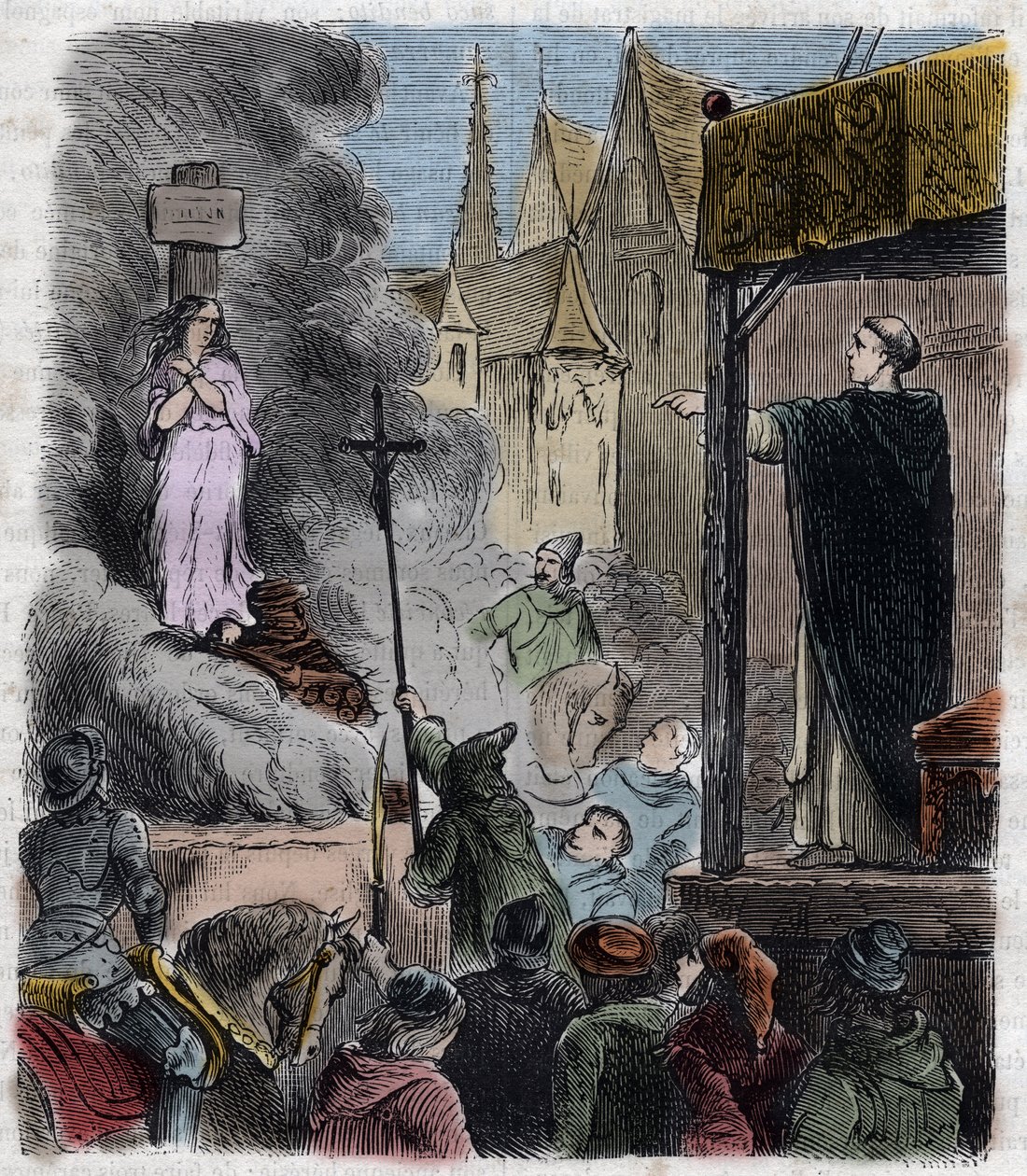 Krucjata przeciwko albigeois - Heretycy spaleni żywcem: katarzy na stosie, w czasie krucjaty przeciwko albigensom we Francji XIII wiek - Rycina z 1879 roku w „Histoire des Societes Secretes, Politiques et Religions” Pierre