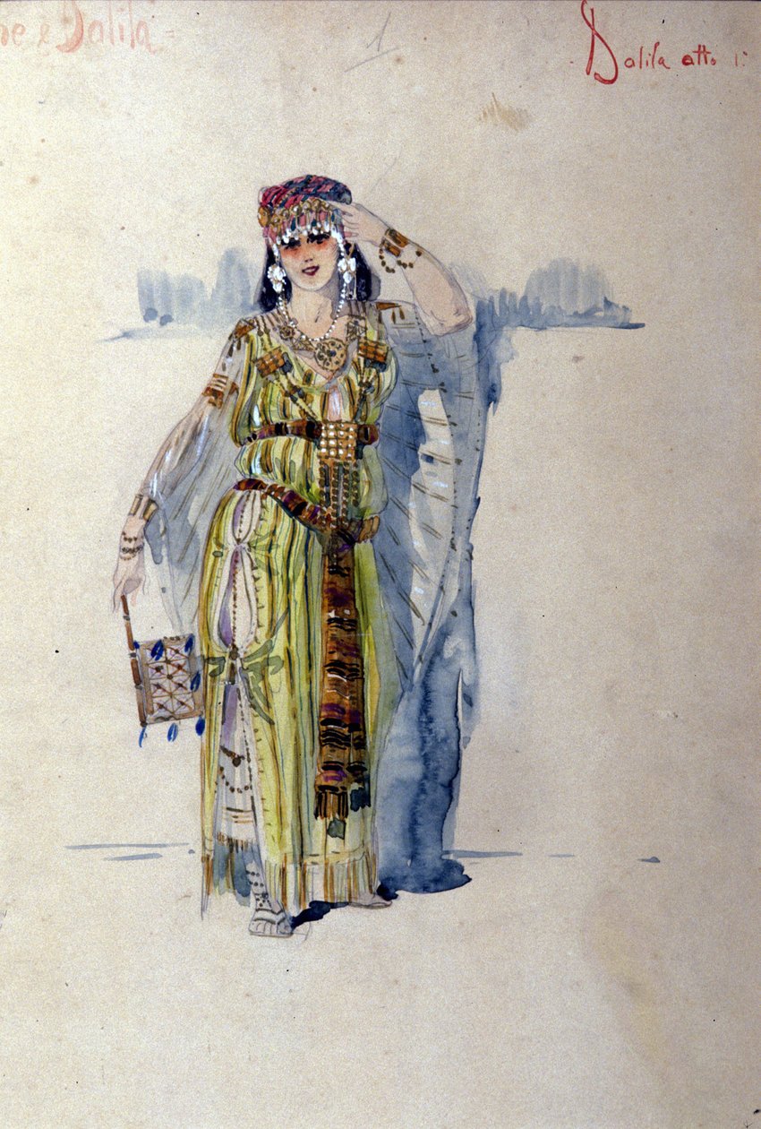 Kostium Dalili do pierwszego aktu opery „Samson i Dalila” Camille Saint Saens (Saint-Saens). 1877 autorstwa Unknown artist