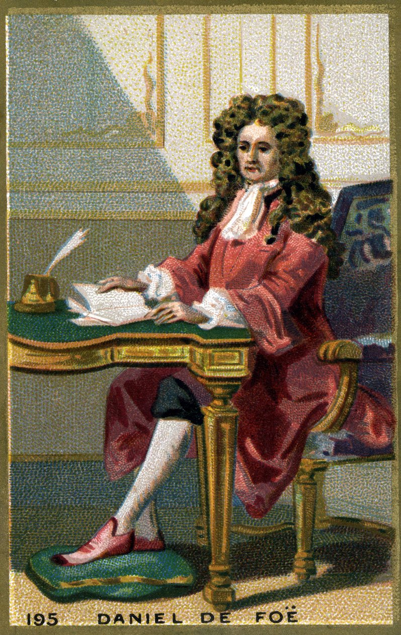 Daniel de Foe lub Defoe (1660 - 1731) angielski pisarz i pamfletarianin. Chromolitografia XIX wieku. autorstwa Unknown artist