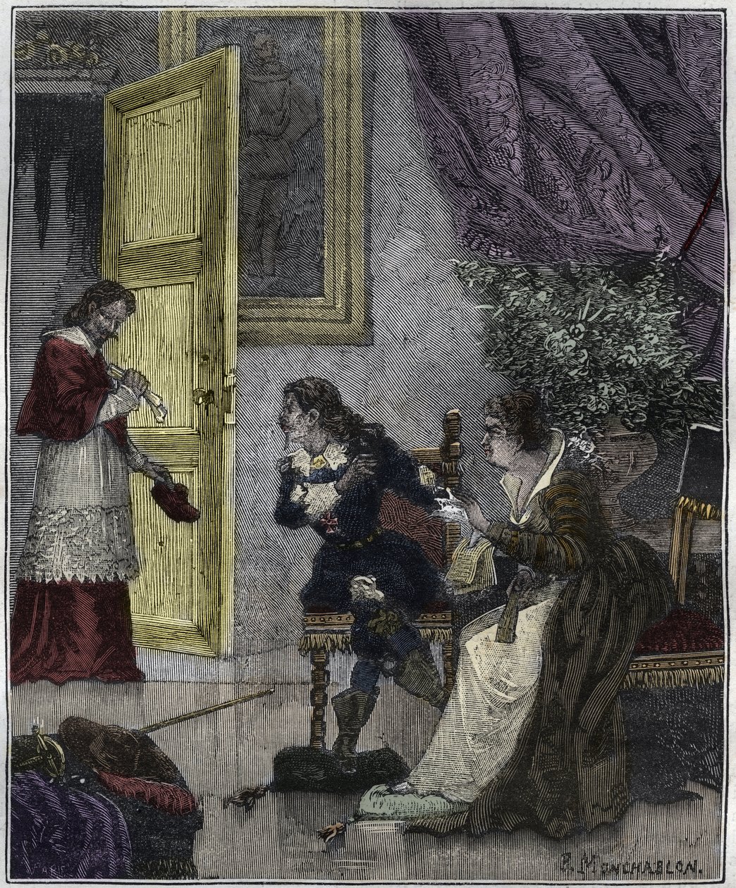 Day of the Dupes - Journee des Dupes 1630 - W czasie, gdy Marie de Medicis broniła swojej sprawy, wszedł kardynał Richelieu - ilustracja w „Paryżu przez wiek” autorstwa Knee-Lac autorstwa Unknown artist