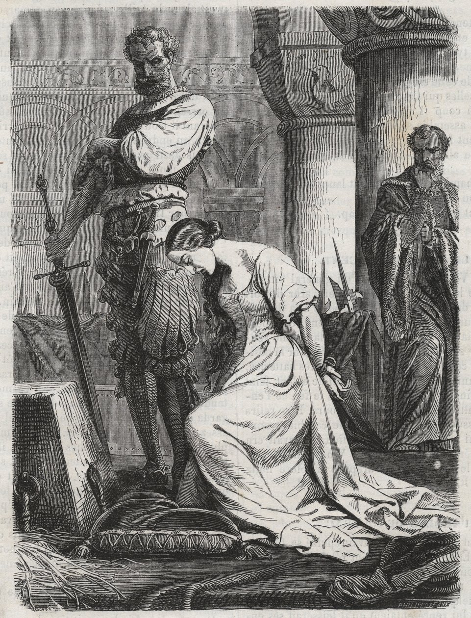 Śmierć Katherine Howard, żony Henryka VIII Grawerowanie 1864- Katarzyna Hovard lub Katarzyna Howard (Katherine lub Katheryn autorstwa Unknown artist