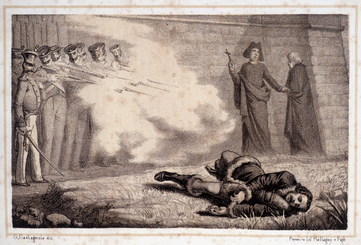 Śmierć Murata (1767 - 1815) - w „Historii Włoch” autorstwa Unknown artist