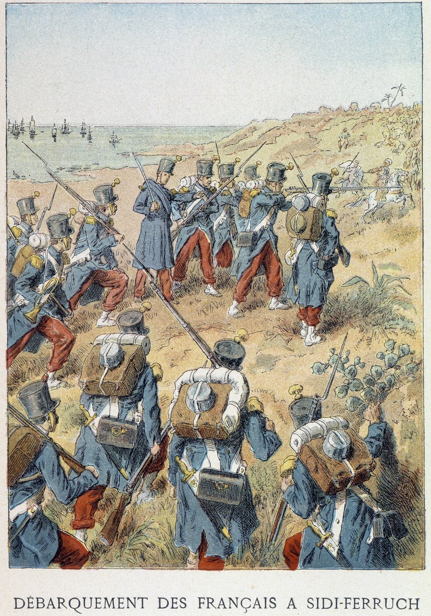 Lądowanie Francuzów w Sidi - Ferruch, Algieria, 14 czerwca 1830 - w „”Histoire de France”” autorstwa Unknown artist