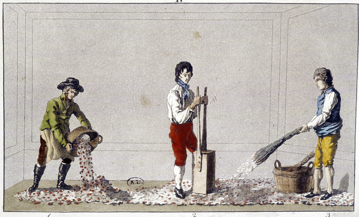 Dekoracja: jeden z etapów układania podłogi autorstwa Unknown artist