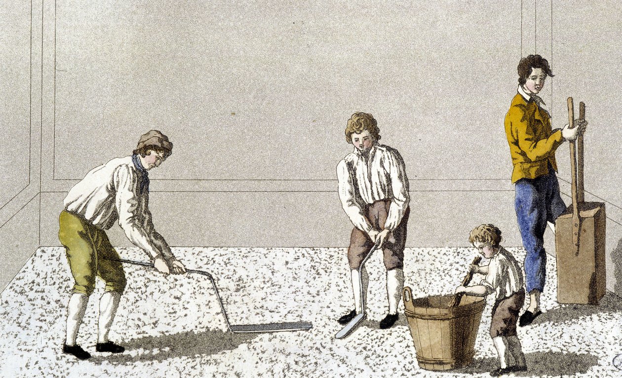 Dekoracja: jeden z etapów układania podłogi autorstwa Unknown artist