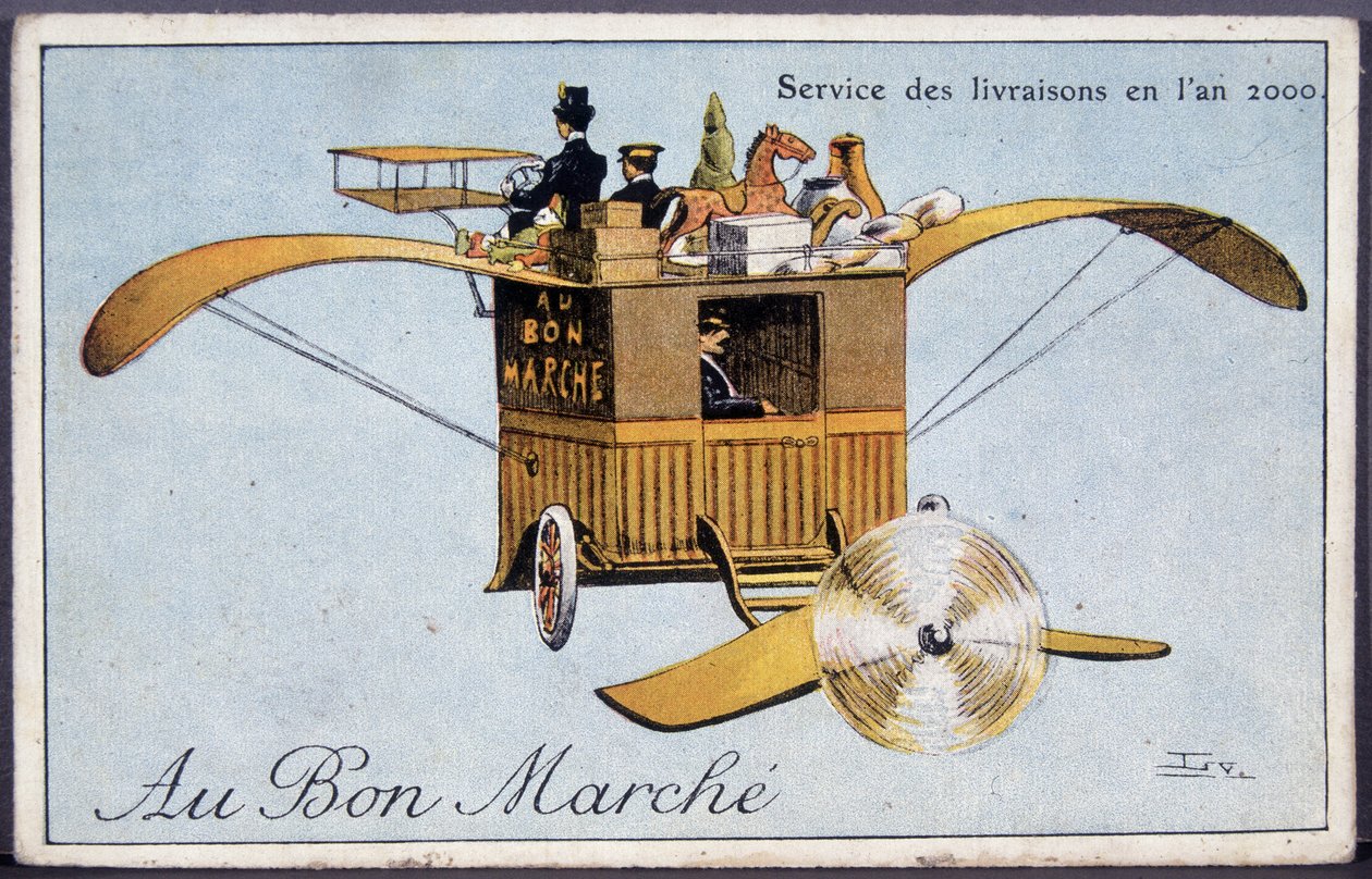 Usługa dostawy w 2000 roku - etykieta Bon Marché, koniec XIX wieku autorstwa Unknown artist