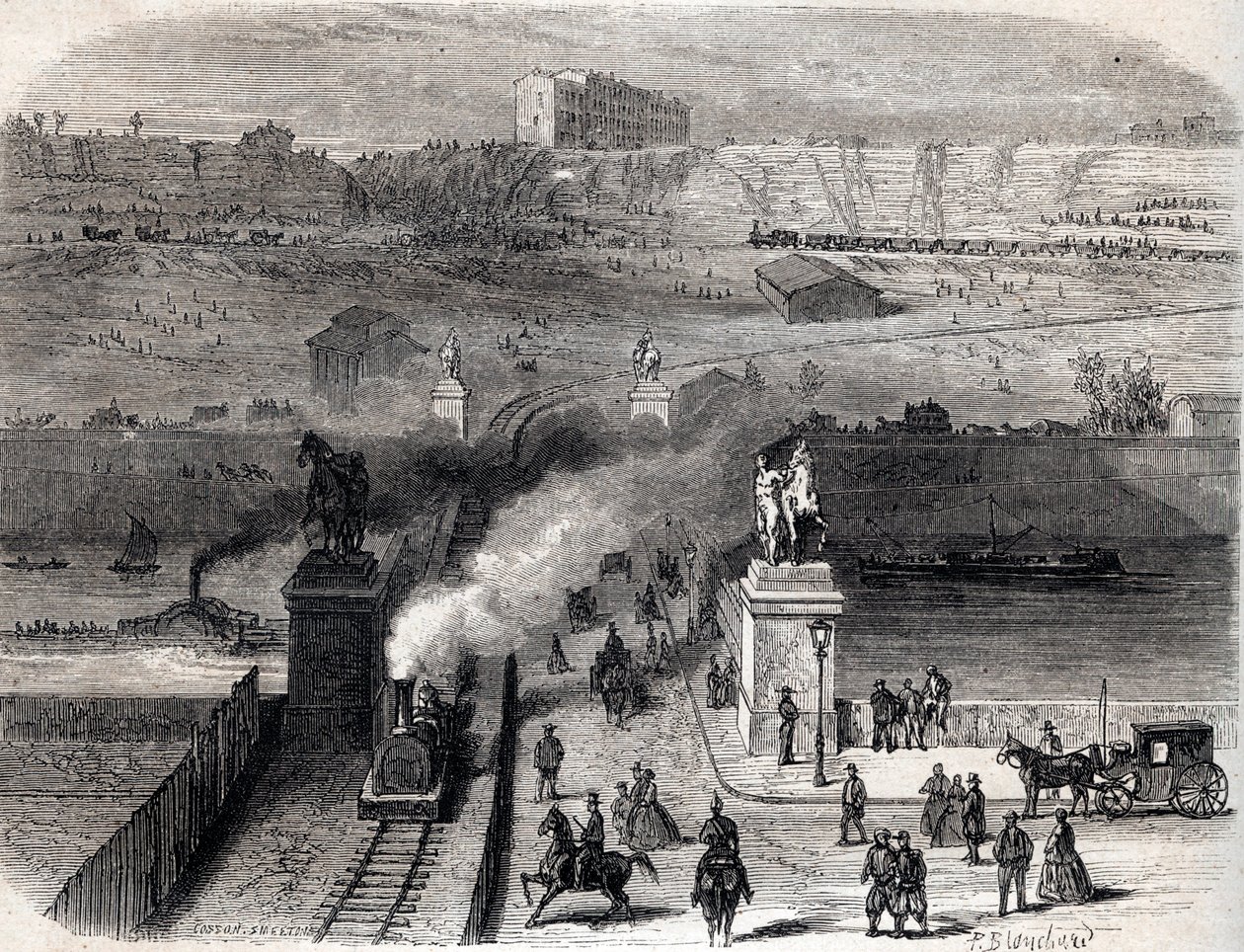 Zburzenie Trocadero w Paryżu w 1866 r. - Zburzenie Tracadero w Paryżu w 1866 r. - autorstwa Unknown artist