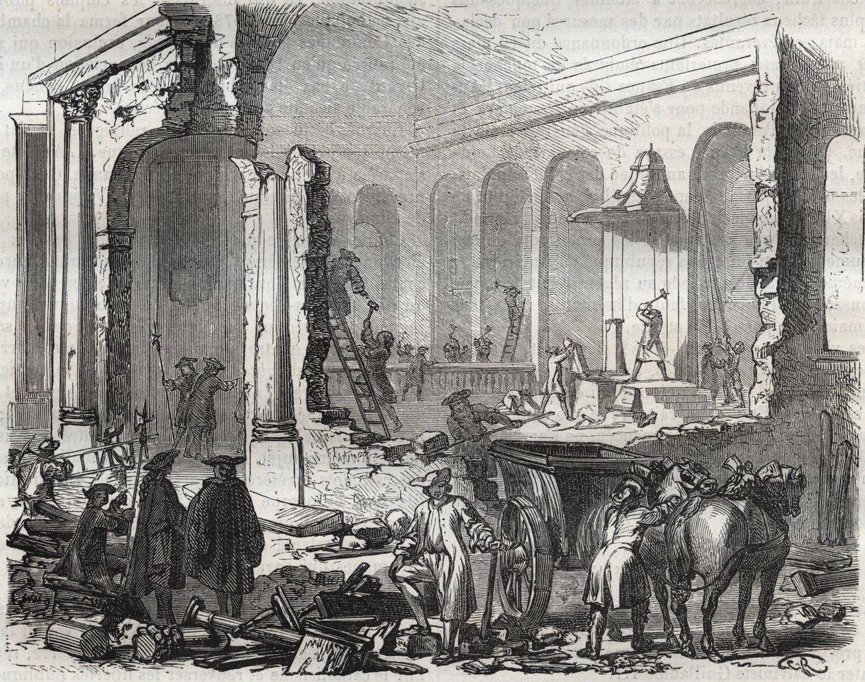 Rozbiórka świątyni Charenton w listopadzie 1685 po odwołaniu edycji Nantes, 18 października autorstwa Unknown artist