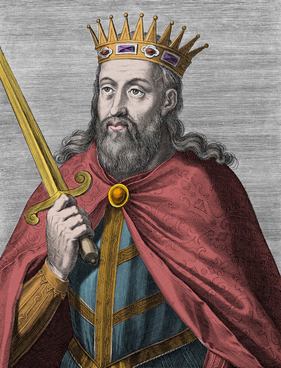 Denis Portugalii (Król Rolnik) - Denis I Portugalii (1261-1325) (Rolnik - Król Troubadur - Ojciec Ojczyzny - Liberał) Grawerowanie autorstwa Unknown artist