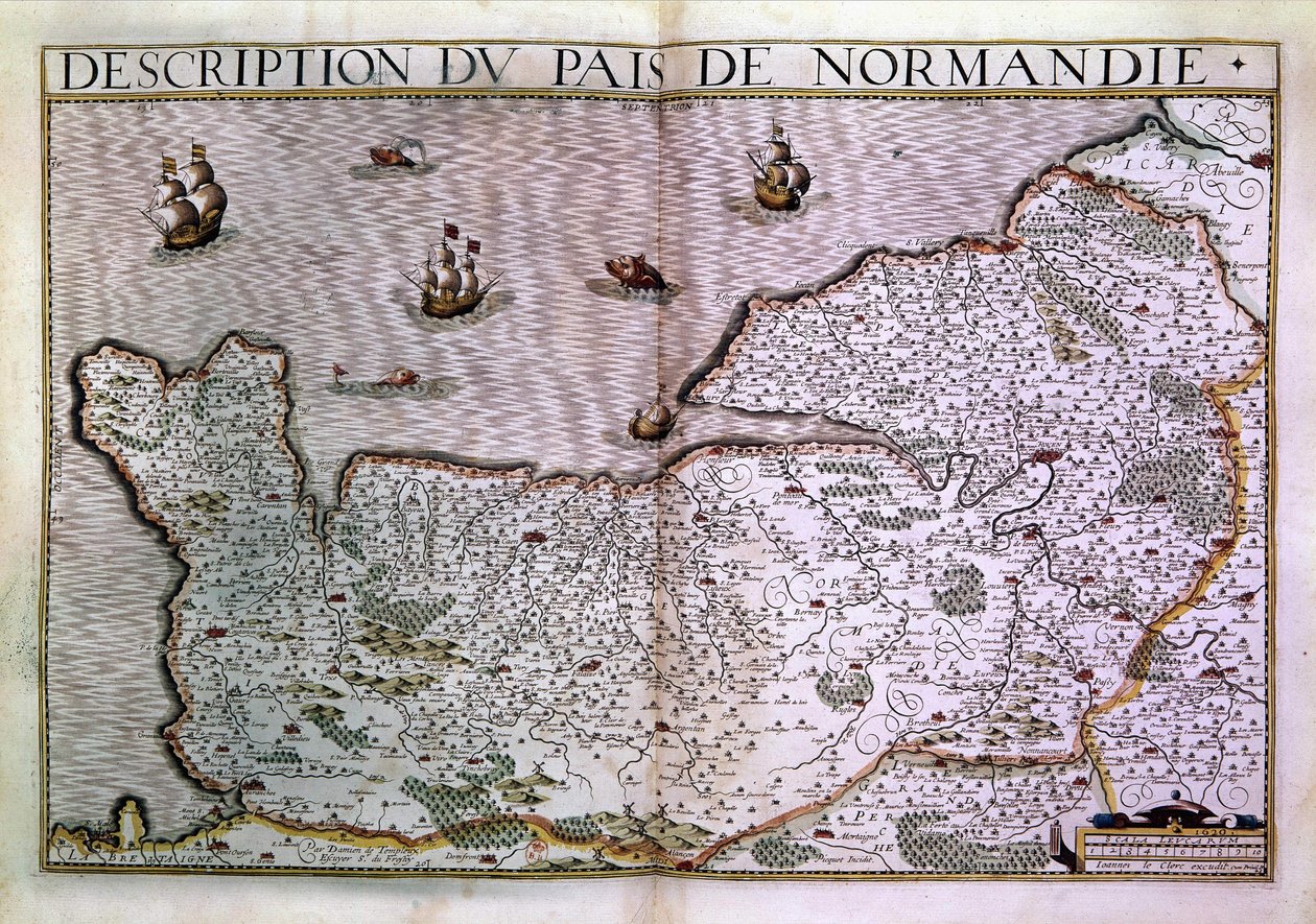 Opis pais Normandii. Mapa regionu Normandii w 1620 roku. autorstwa Unknown artist
