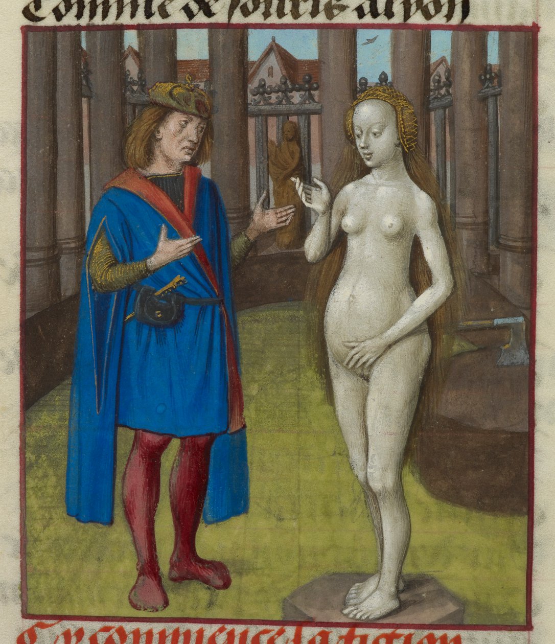 Fragment miniatury Pigmaliona i posągu. autorstwa Unknown artist